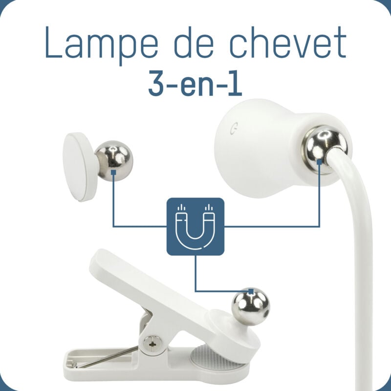Lampe de bureau 3-en-1 rechargeable à intensité variable et commande tactile (1 pce) - Ansmann