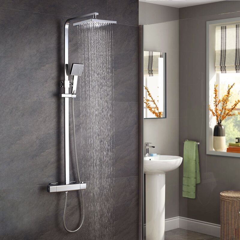 Anson Bathroom Thermostatic Exposed Shower Mixer - Cool Touch Bar Set