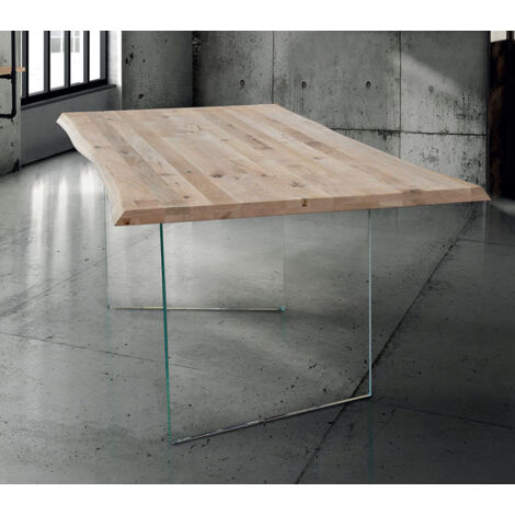 ANSON - tavolo da pranzo moderno in vetro e legno