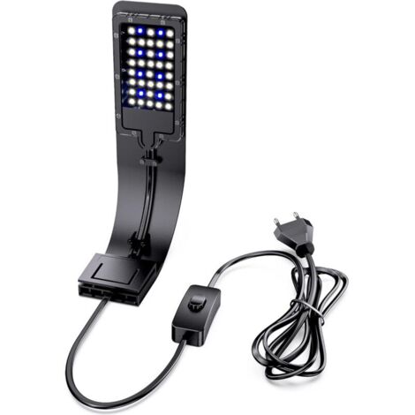 Ansteckbare Aquarienleuchte, ultradünne Aquarienleuchte, mit weißem und blauem Licht, 40 LEDs, 8 W, schwarz [Energieklasse F]