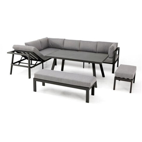 ANTALYA - Conjunto de comedor de jardín 9 plazas de aluminio  - DCB GARDEN
