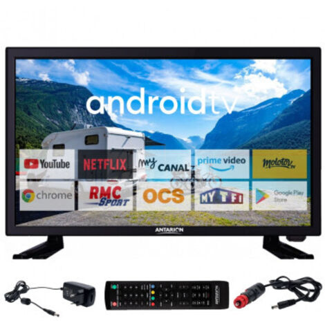 ANTARION TV LED 22" 55cm Téléviseur FULL HD ANDROID Bluetooth Smart TV Camping Car