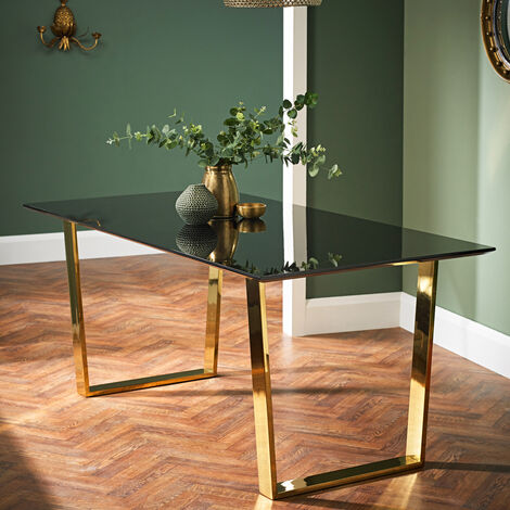 Antber Rectangular Glass Table - GOLD