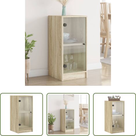 Ante in vetro -  Mobile con Ante in Vetro Rovere Sonoma 35x37x75,5 cm
