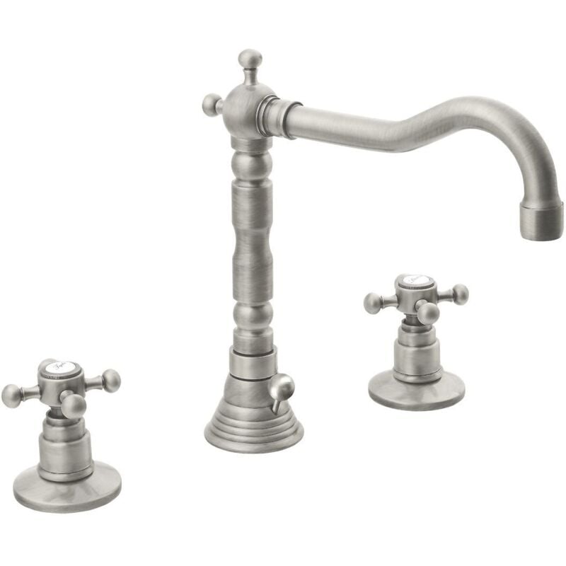 Sapho - antea 3 Hole Washbasin Robinet de mélangeur avec rétro Spout, avec les déchets Pop Up, nickel