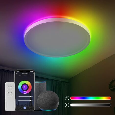 Anten 24W Smart LED Deckenlampe  Ø30CM 2800LM  RGB Wifi Deckenleuchte mit Fernsteuerung  RGB Steuerbar via App  Kompatibel mit Alexa und Google Assistant  für Wohnzimmer Schlafzimmer, Weiß