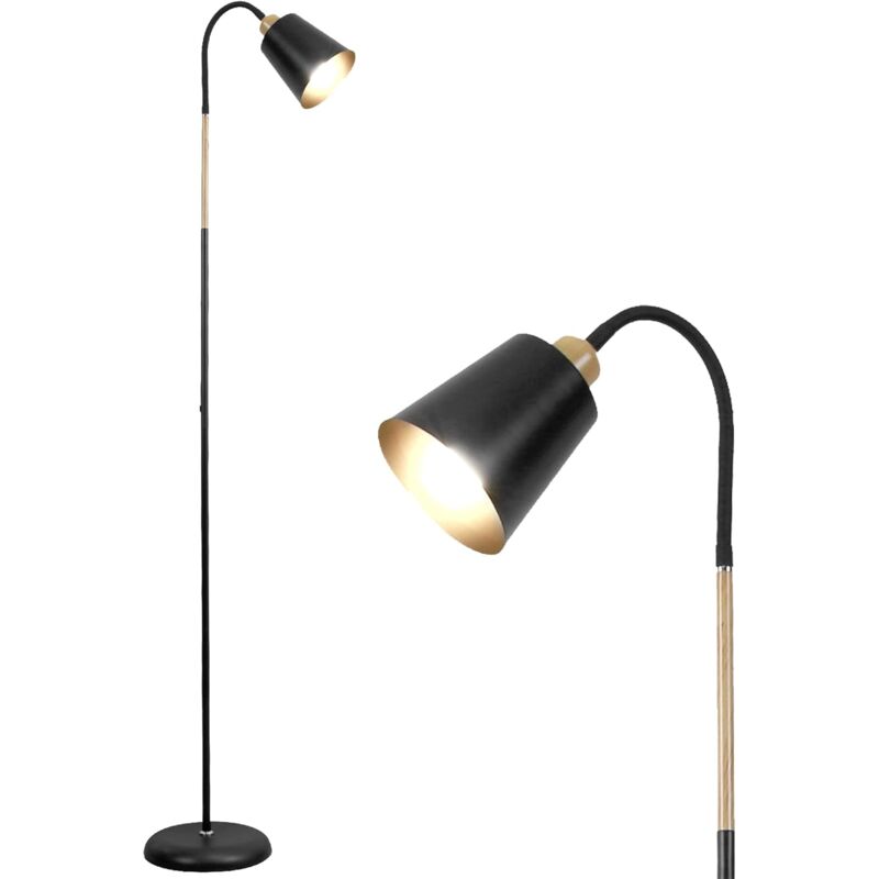 Anten - Lampadaire Orientable vili Lampadaire Liseuse Scandi E27 Max.60W Pour Salon Chambre Lampe Sur Pied Rétro Industriel En Métal H159m, Noir