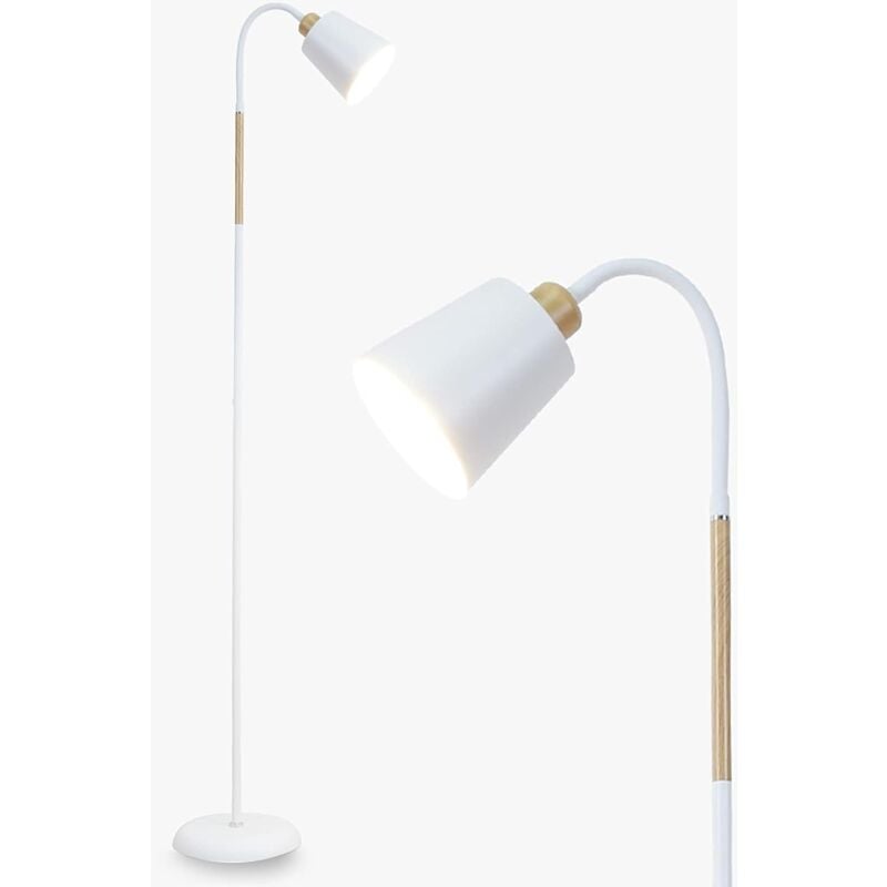 Lampadaire Orientable vili Lampadaire Liseuse Scandi E27 Max.60W Pour Salon Chambre Lampe Sur Pied Rétro Industriel En Métal H159m, Blanc (sans
