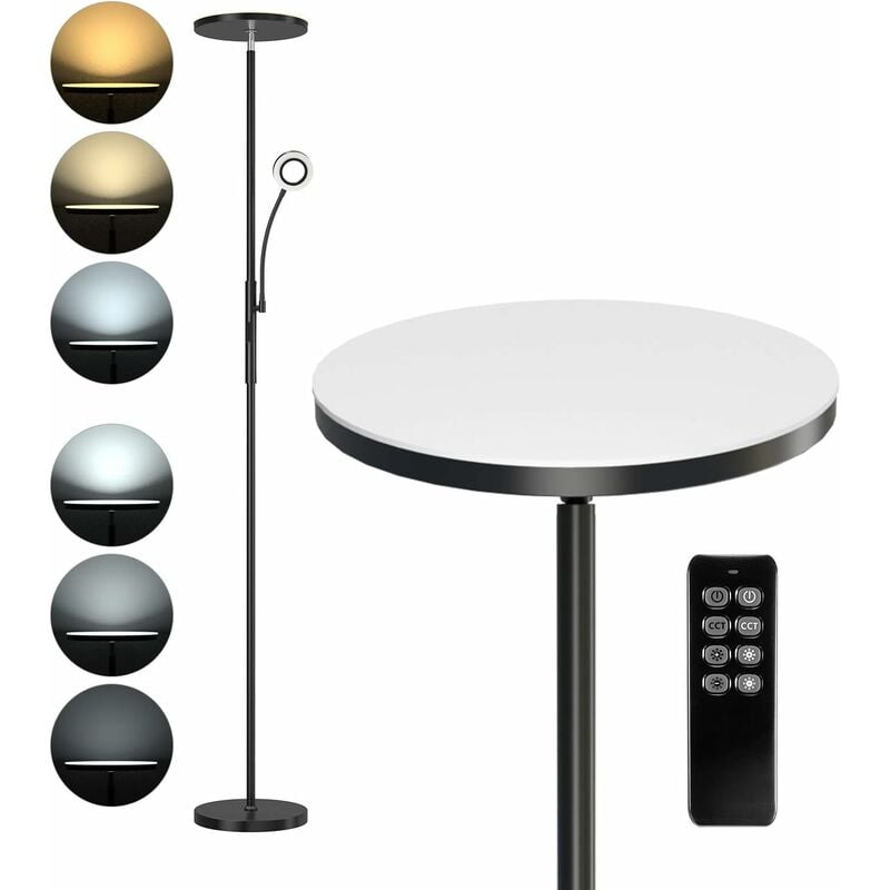 30W Lampadaire led avec Liseuse Réglable 5W, Lampadaire Sur Pied Salon avec Télécommande Lampe led Sur Pied avec Luminosité Réglable Lampadaire