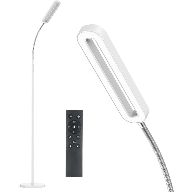 Anten Lampadaire LED Blanc 12W Lampadaire Salon Dimmable avec Télécommande & Commande Tactile 3000K 4000K 5000K 6000K & 6 Modes Liseuse LED Col de