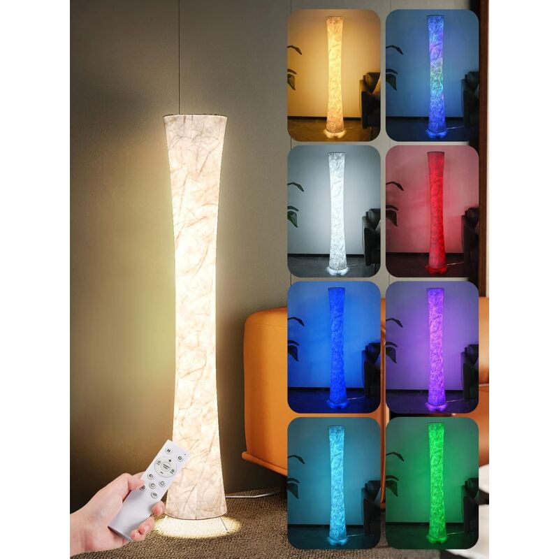 Lusa 15W Lampe Salon sur Pied Led 1,56m Lampadaire sur Pied Salon Lampe sur Pied de Salon Nouveau Lampe Papier Blanc avec Télécommande Lampe de Salon