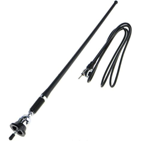 Antena de radio FM/AM para coche de 36 cm, mástil flexible, antena universal para radio FM/AM, soporte para radio de techo/guardabarros, antena de señal AM/FM con cable de extensión.