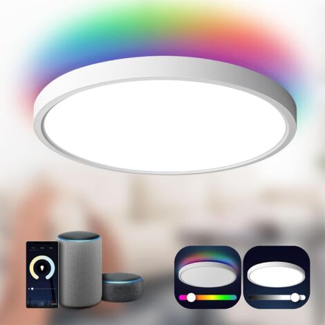 Antenlicht LED Deckenleuchte Rund 24W mit RGB 4W,Ø30cm,Dimmbar 3000K-6000K,Fernbedienung,APP,für Wohnzimmer Schlafzimmer-Weiß [Energieklasse F]