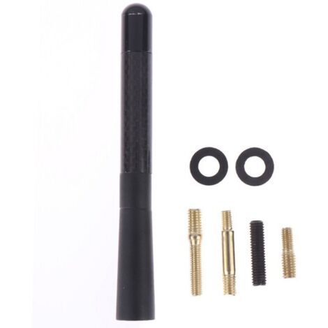 Antenna corta per auto in fibra di carbonio, antenna ricevente radio AM/FM da 4,7 pollici, accessori di ricambio per auto patriottici con 9 adattatori, 2 viti, 2 rondelle in gomma