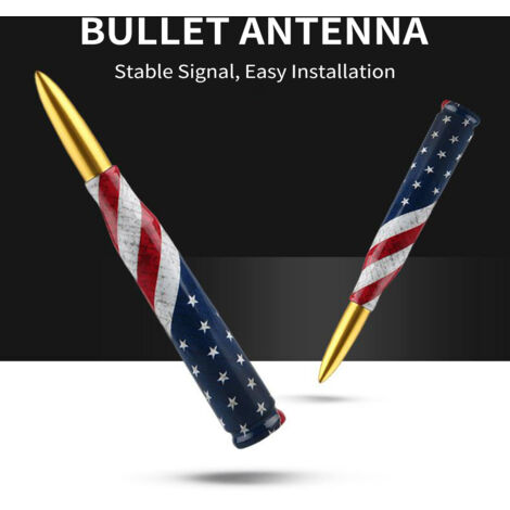 Antenna proiettile per auto, antenna metallica universale sostitutiva Decorazione esterna Design bandiera Radio per camion SUV