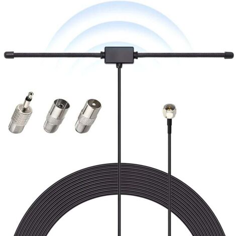Antenna radio DAB FM Antenna dipolo FM con cavo di prolunga da 3 metri, per impianto musicale, ricevitore stereo domestico, ricevitore AV Audio Video Home Theater