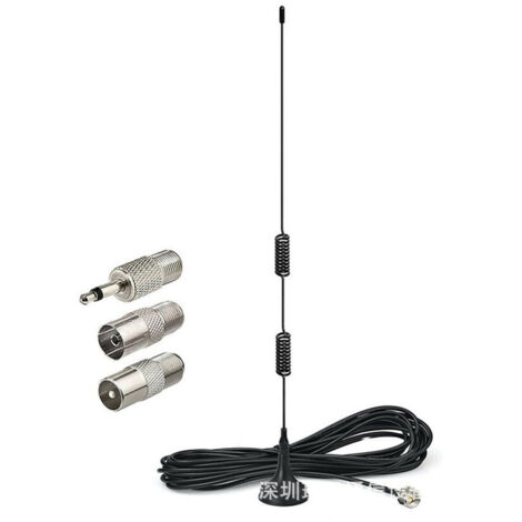 Antenna radio FM universale con base magnetica, antenna FM con spina maschio F, adatta per ricevitore stereo audio AV domestico, per interni ed esterni, 75 Ohm, 10 piedi