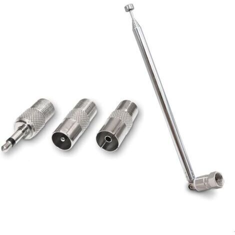 Antenna telescopica con 7 sezioni – antenna FM portatile di ricambio – per radio, televisione, DAB, FM/AM – antenna per stazioni radio FM