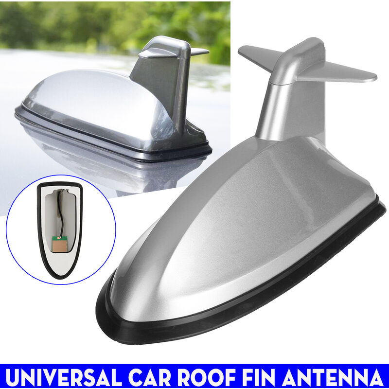 Image of Antenna universale a pinna di squalo sul tetto Antenna di segnale radio fm/am per la maggior parte delle auto (argento)
