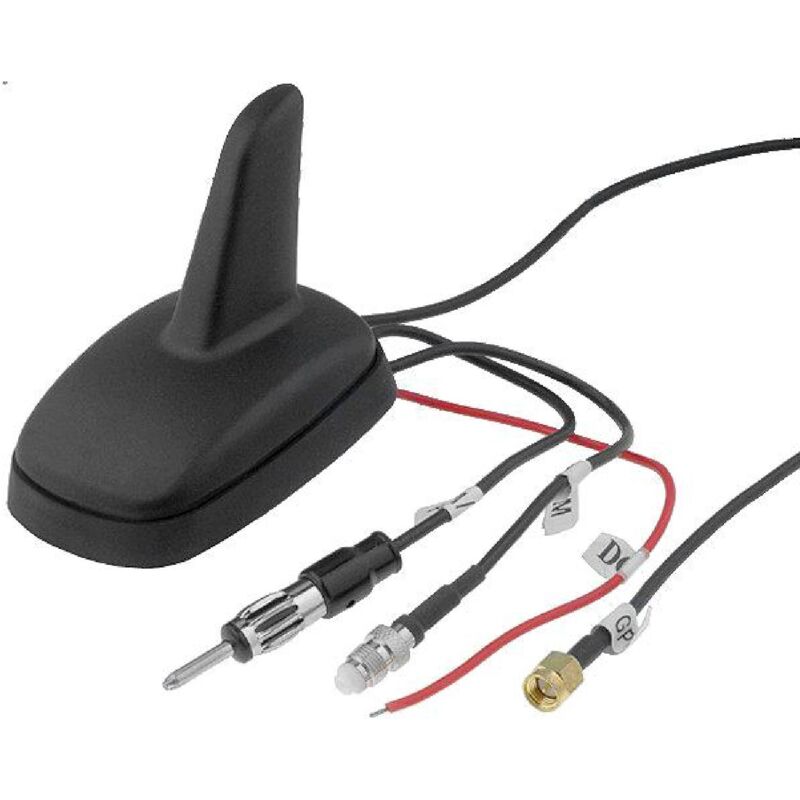 Antenne Aileron de requin am fm gps gsm din fme-a sma-a noir 12VDC 2.15dBi