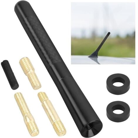 Antenne Auto - Voiture 12 Cm Universelle Courte Autoradio Fibre Carbone Anneaux Caoutchouc Vis M4 M5 M6 Dab/Fm