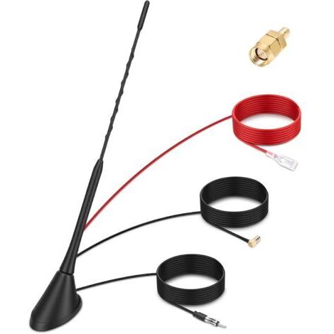 Antenne DAB pour véhicule, radio numérique FM/AM combinée, antenne de toit avec amplificateur, interface SMB/SMA, adaptateur DIN, répartiteur de signal avec câble de 5 mètres.