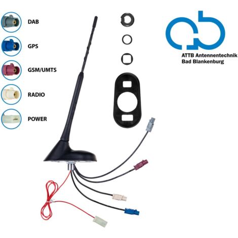 Antenne de toit AM FM DAB+ GNSS UMTS inclinaison 76 12V active