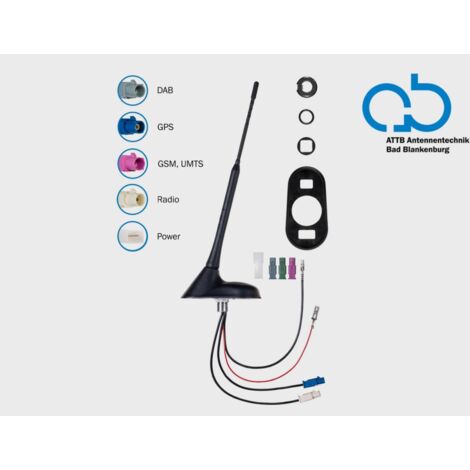 Antenne de toit AM FM DAB+ GPS DVB-T 76 inclinaison 12V active