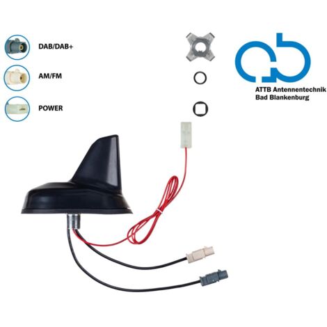 Antenne de toit AM FM DAB+ Requin 12V externe phantome