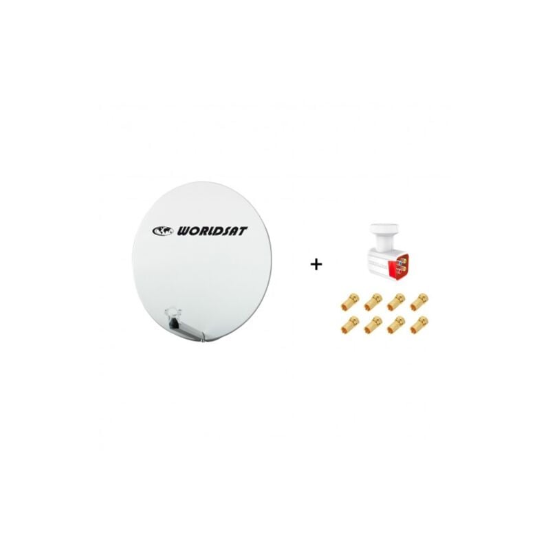 ME - Antenne Parabole Fibre smc 85 cm Beige worldsat + lnb Quad 0,1 dB Full hd 1080p 4K Ultra hd + 8 Fiches f Or - Visserie en Inox