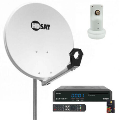 Antenne parabolique 60cm acier pré-zingué – LNB Single – Récepteur TNTSAT HD – Montage rapide avec support Az/El – Hdsat