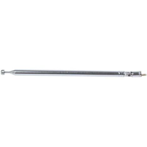 Antenne Radio AM FM Télescopique 7 Sections Métal Argenté Longueur 75cm