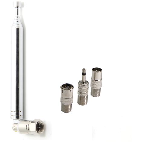 Antenne Radio FM télescopique d&39intérieur de Type F 75 Ohm avec adaptateur, récepteur stéréo AV HiFi pour Radio de Table