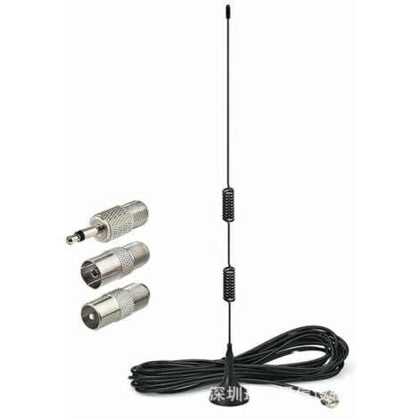Antenne radio FM universelle base magnétique antenne FM vis F fiche male adaptée au récepteur stéréo audio AV domestique intérieur et extérieur 75 ohms 10 pieds