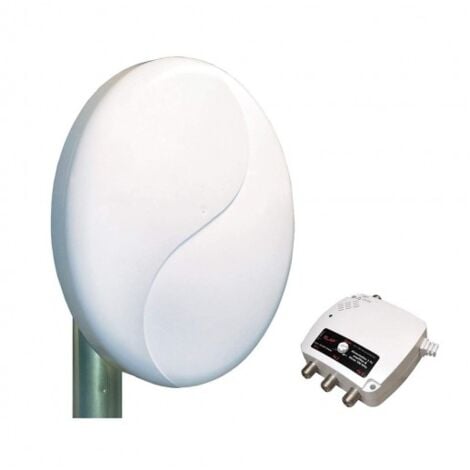 ELAP Antenne TNT HD Active Extérieure Toit DVB-T TONNA 50 Patch Blanc Gain 50dB Amplificateur intégré filtrée 4G 5G LTE700 2 sorties TV