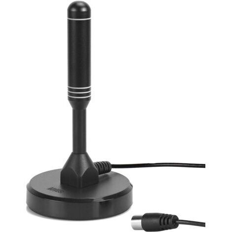 Antenne TV HD TNT d'intérieur puissante – August DTA240 – Numérique et UHD numérique France, magnétique, compacte, portable, UHF/VHF pour salon, cuisine, caravane, camping-car, câble de 2 m – Noire