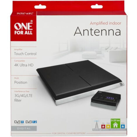 Antenne TV Intérieure ONE FOR ALL SV9395 Full HD 3D Line amplifiée, filtre 5G, réception 360°, possibilité de la positionner …