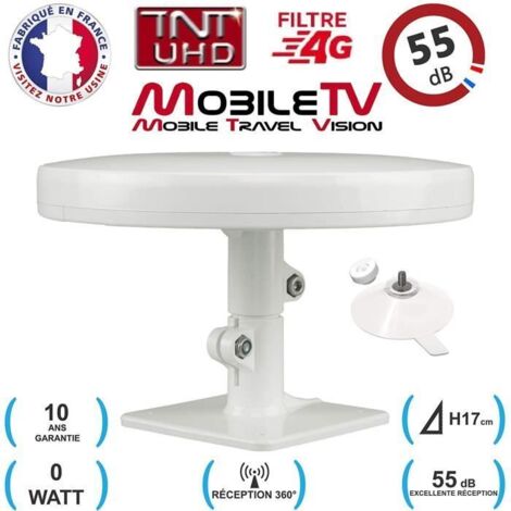 Antenne TV - Omni Pro Plus - UHD 4G - 55dB - Fixation Ventouses - Camping Car/Camion/Fourgon