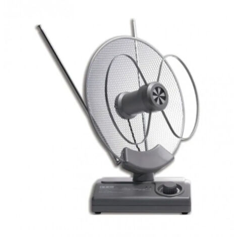 Antenne parabolique amplifiée TNT d'intérieur – 360° rotation – Impédance 75 Ohms – Adaptateur secteur inclus – Erard