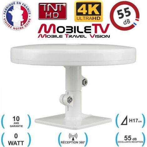 Antenne TV TNT HD 4K Omnidirectionnelle 55dB Camping car / caravane / camion / fourgon / bateau OMNI PRO PLUS - GARANTIE 10 ANS