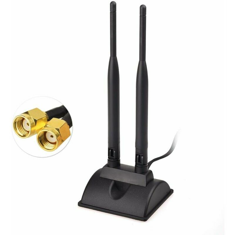 Linghhang - Antenne WiFi 2.4G / 5.8G Dual Magnetic Antenna rp-sma Adapter 3m Cable for WiFi Camera Antenna pci Card wlan Router Wireless Bluetooth
