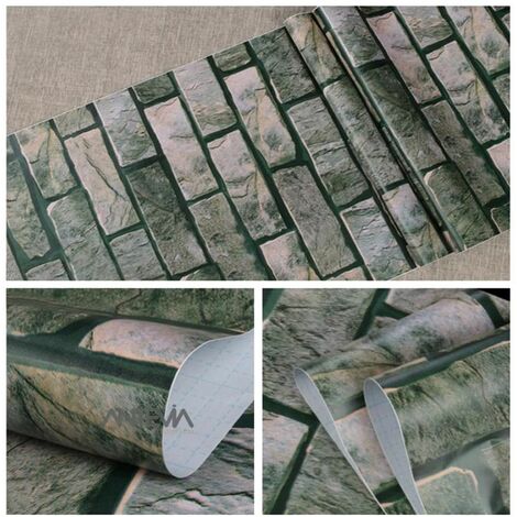 ANTEVIA - Papier Adhésif pour meuble mur - 45cm x 500cm | Sticker Autocollant Film adhésif Naturel Papier peint (Briques multicouleur taupe) - Briques multicouleur taupe