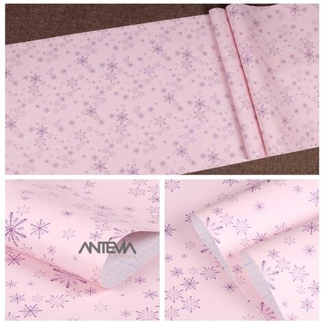 ANTEVIA - Papier Adhésif pour meuble mur - 45cm x 500cm | Sticker Autocollant Film adhésif Naturel Papier peint (Flocon rose) - Flocon rose