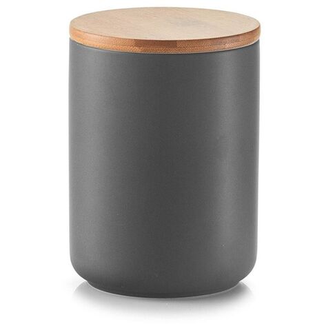 Anthracite Boîte en céramique avec couvercle en bambou, 650 ml, Zeller