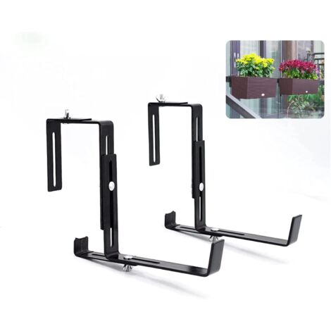 Anthracite-coloured planter stand - Sturdy, width-adjustable flower box stand - Metal planter hanger for the balcony