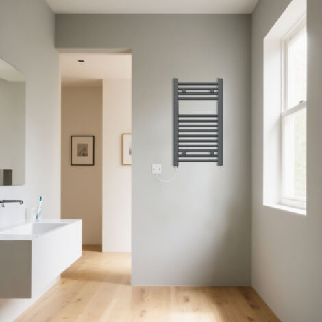 Anthracite Electric Straight Heated Towel Radiator 700x400mm