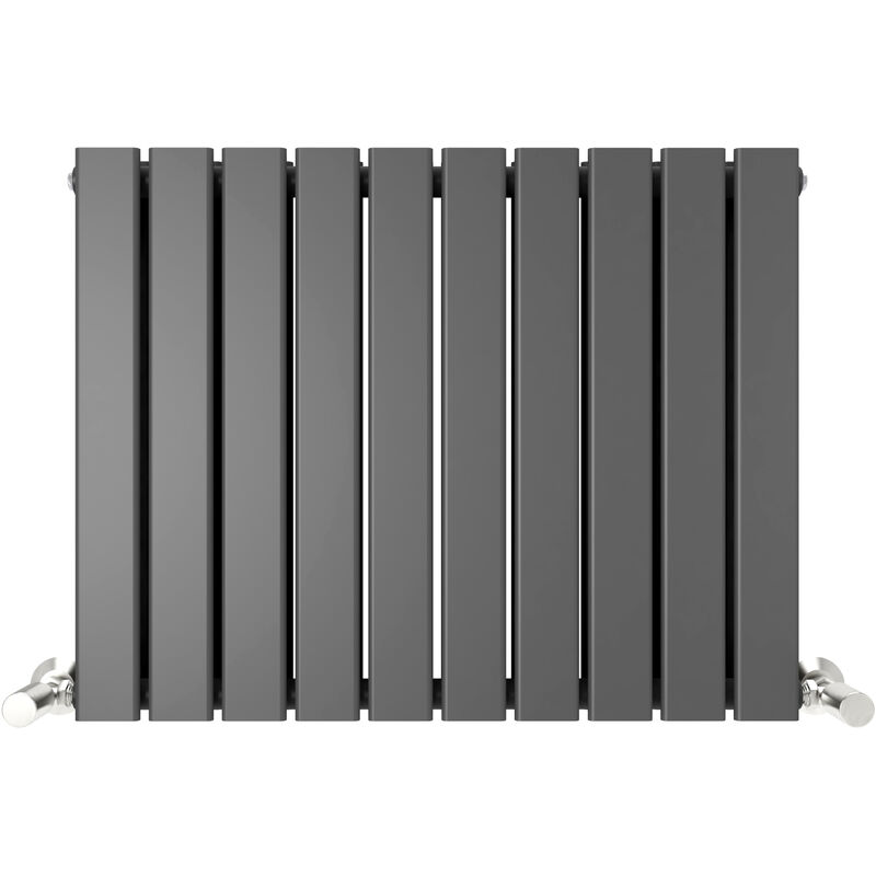 Anthracite Flat Tube 600x760mm Horizontal Double Panel Heated Towel Radiator - Anthracite
