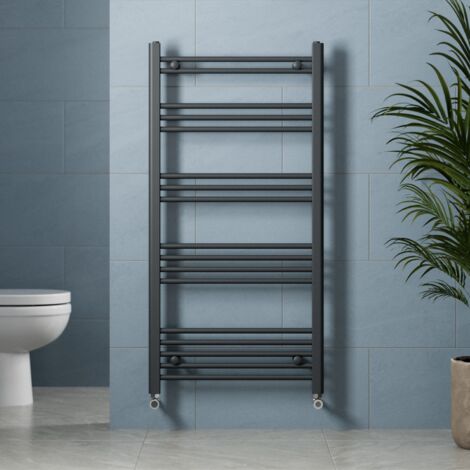 Anthracite Heated Towel Rail Straight Flat Bathroom Radiator 1200 x 600mm