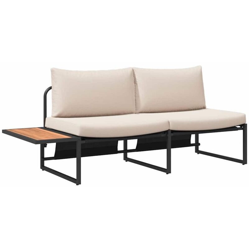 Garden Sofa With Cushion Brown 200.5 X 70 X 85.5cm Metal Vidaxl