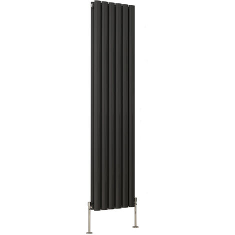 Anthracite Oval Column Designer Radiator Central Heating Rads with Angle Square Valve Vertical Double 1600x354mm